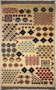 Alfombra multicolor Rugstc 3x5 Senneh Gabbeh, tinte vegetal, anudada a mano, lana - Imagen 1 de 5