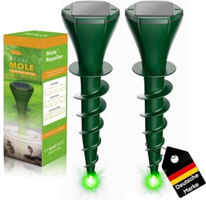 2Stück Solar Maulwurfschreck Wühlmausschreck Maulwurf Maulwurffalle Abwehr Maus - Bild 1 von 15