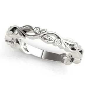 Anillo apilable de oro de 14 quilates con diamantes - Imagen 1 de 10
