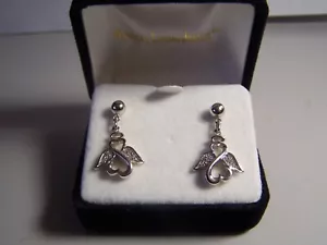 KAY JEWELERS JANE SEYMOUR DIAMOND OPEN HEARTS WINGED ANGEL POST STUD EARRINGS - Picture 1 of 9