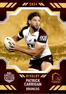 2024 Brisbane Broncos NRL TLA Special Edition Rivalry Card - Patrick Carrigan - Photo 1 sur 3