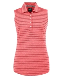 Puma Golf Rotation Stripe Women’s Sleeveless Red Polo Size XS NEW WITH TAGS - Picture 1 of 6