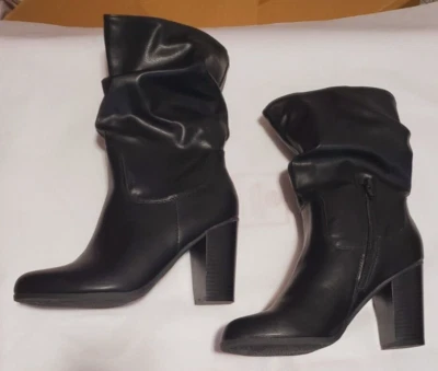 Style&Co Saraa Womens Slouch Mid Shaft Boots Black Faux Leather Sz 7.5 M 1E - Image 1 of 4