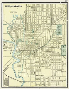 1901 Wall Map Indianapolis Art Poster Print Decor Vintage History Genealogy - Picture 1 of 2