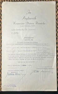 Croatian document on award of the Order of the Trolist signature Ante Pavelic - Picture 1 of 6