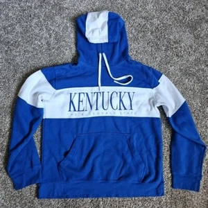Kentucky The Blue Grass State Blue & White Size Small Striped Hooded Sweatshirt - Picture 1 of 7