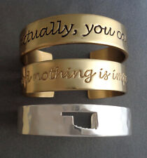 Lot Set of 3 RUSTIC CUFF Bracelets With God...You Can Quotes Oklahoma Cut Out