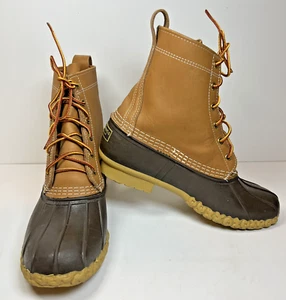 LL Bean Duck Boots Womens 8M Goretex Thinsulate Lace-Up Leather Snow Rain EUC - Picture 1 of 12