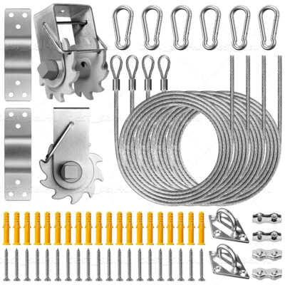 Sun Shade Sail Stainless Steel Hardware Fixing Fitting Kit Winches & Wire Rope - Image 1 of 4