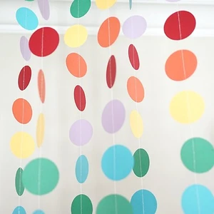 Rainbow Circle Dots Paper Garland 10 Ft Banner Party Decoration  - Picture 1 of 3