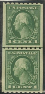 US, #390 COIL LINE PAIR MINT HINGED Original Gum - Picture 1 of 2
