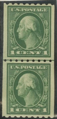 US, #390 COIL LINE PAIR MINT HINGED Original Gum - Image 1 of 2