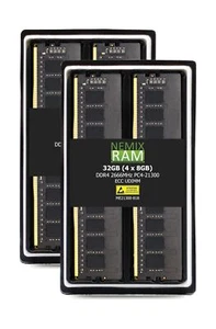NEMIX RAM 32GB (4X8GB) DDR4 2400MHZ PC4-19200 1Rx8 1.2V 288-PIN ECC Unbuffere... - Picture 1 of 6