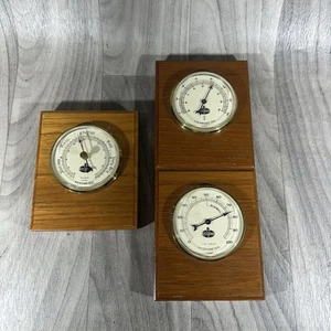 Termómetro de madera publicitario vintage barómetro higrómetro Amoco Heartwood - Imagen 1 de 3