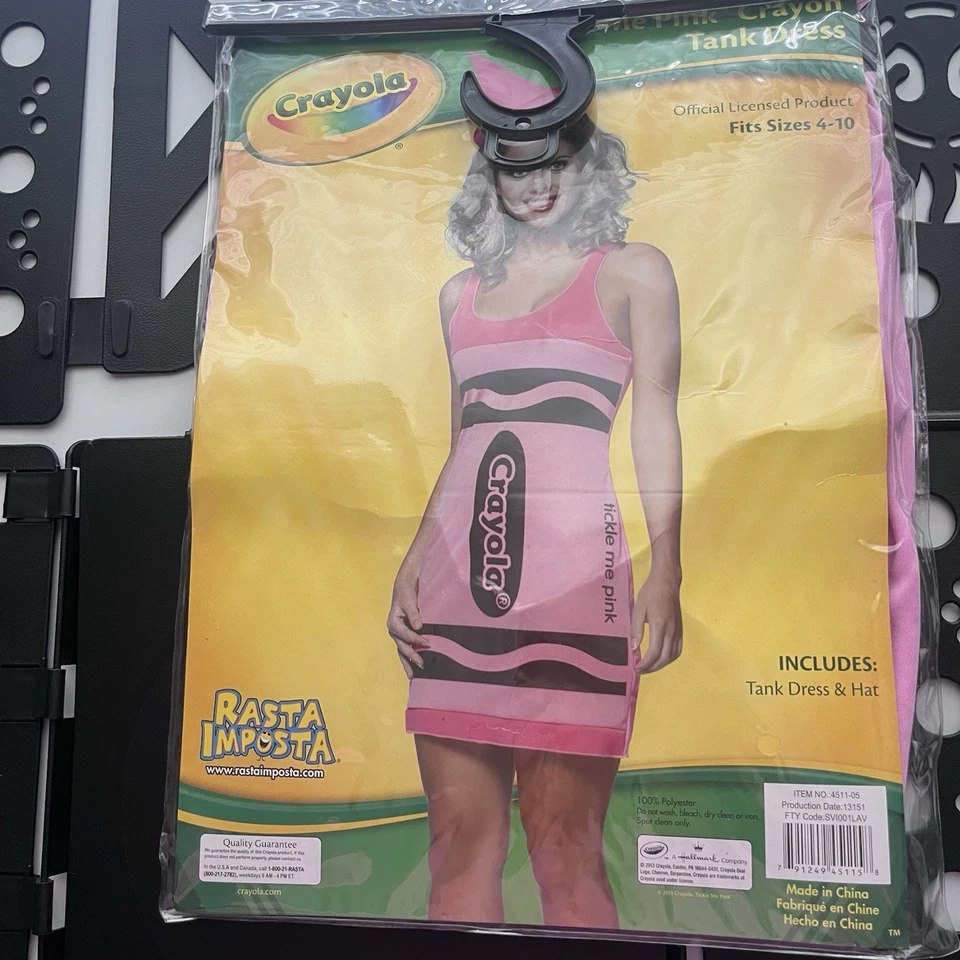 Disfraz de Halloween Crayón Crayón Cráyola Rosa Tickle Me Mujer Talla 4-10. Nuevo en paquete Foto 1 de 3