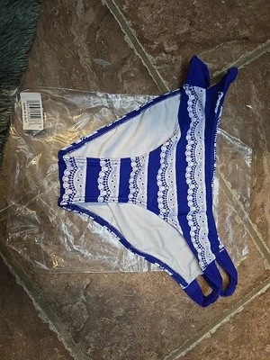 Parte inferior de bikini Venus azul y blanco con tiras talla 6 Foto 1 de 3