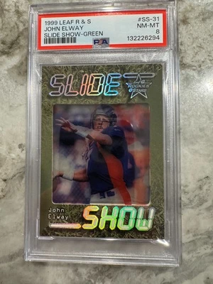 John Elway 1999 Leaf Rookies & Stars Slide Show Gold #15/50 PSA 8 Denver Broncos - Image 1 of 3