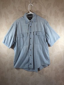 Vintage 90s Dockers INDIGO Shirt Men M Short Sleeve Button Down Outdoors - Picture 1 of 6
