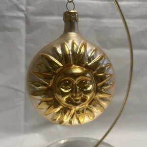 Celestial Double Sided Smiling Sun Christmas Ornament Glass Poland - Picture 1 of 5