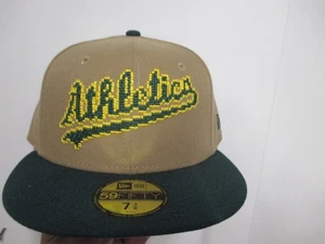 Oakland Athletics New Era (5950) FITTED BASEBALLMÜTZE (7 3/8) Neu mit Etikett beige/schwarzer Rand - Bild 1 von 9