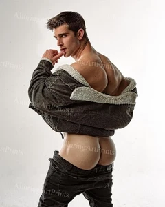 Impresión fotográfica modelo masculino desnudo musculoso guapo trozo abdominales moños deportivos -RR988 - Imagen 1 de 1