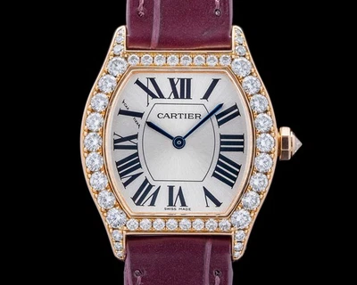 Cartier WA507031 Tortue bisel de diamantes esfera plateada de oro rosa de 18 quilates Foto 1 de 4