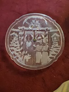 "Villancicos de Navidad de cristal 14"" plato redondo transparente esmerilado - Japón" - Imagen 1 de 4