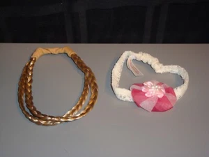 American Girl Headband Lot Samantha two toned Pink Mauve flower & Double Braid - Picture 1 of 6