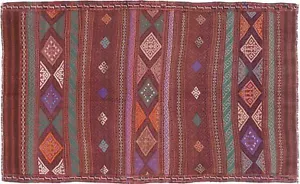 Afghan Kelim Soumakh Ghalmuri Teppich 120x180 Handgewebt Braun Geometrisch - Bild 1 von 8