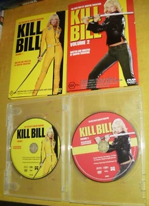 Kill Bill 1 + Kill Bill 2 = 2 DVD movies as NEW Quentin Tarantino uma thurman R4 - Picture 1 of 9