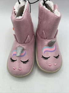 Wonder Nation Infant Girls Size 6 Crazy Unicorn Faux Shearling Boots New - Picture 1 of 13