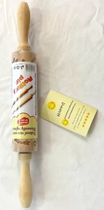 rolling pin embossed Christmas design for cookies dough 14" long hardwood - Picture 1 of 3