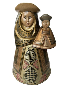 Madonna & Child Hand Painted Wood Carved Sculpture Folk Art - Picture 1 of 7