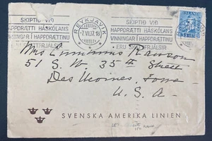 1937 Reykjavik Iceland Slogan cancel Cover To Des Moines IA Usa - Picture 1 of 2