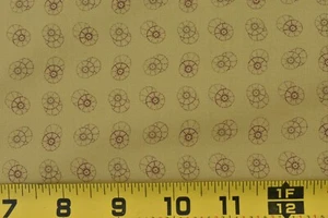 By 1/2 Yd, Brown Circles on Mustard Quilt Cotton/Moda/Laundry Basket/Aloha,M8406 - Picture 1 of 8