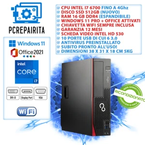 FUJITSU PC COMPUTER DESKTOP FISSO I7 16GB RAM 512 SSD WINDOWS 11 RICONDIZIONATO - Foto 1 di 3