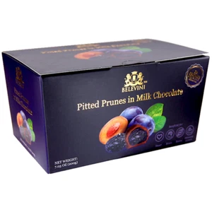 GIFT BOX BELEVINI Pitted PRUNES in Milk CHOCOLATE 200g Made in Moldova ЧЕРНОСЛИВ - Picture 1 of 2