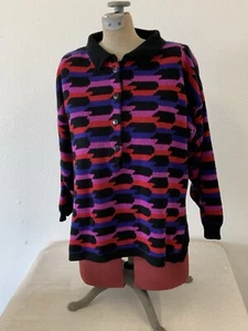 Vintage Gloria Vanderbilt Womens Medium Cardigan Sweater Button Collared - Picture 1 of 8