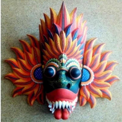 Máscara de madera de Sri Lanka 10" máscara colgante tradicional diablo decoración del hogar tamaño 10 pulgadas Foto 1 de 4