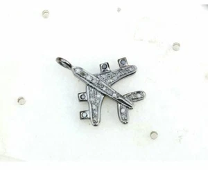 Flugzeug Charm Anhänger Pflastern Diamant 925 Silber Geburtstag Handmade Charm - Bild 1 von 12