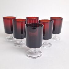 Lot de 6 verres à vin Luminarc vintage couleur rouge rubis H10,3 cm