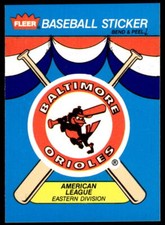 1989  Fleer Stickers Team Stickers  #NNO Baltimore Orioles -