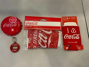 Coca Cola Promo - Beach Set- Beach Ball, Cozey, Keychain/Bottle Opener, Coldpack - Picture 1 of 6