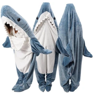 Shark Blanket Kids Adult Wearable Cosplay Hooded Easter Pajama Home Sleeping NEW - Picture 1 of 20