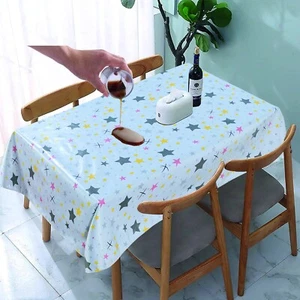 Wipeable Waterproof Pvc Table Cloth Wipe Clean Rectangular Table Cover Protector - Picture 1 of 60