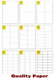 1000 Sticky Label Sheets A4 Self Adhesive Address Labels Sticker Laser Inkjet - Picture 1 of 11