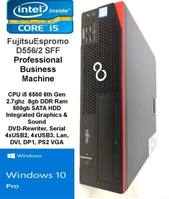 PC Computer Fujitsu Esprimo D556/2 Win 10 or 7 Core I5 6400 8gb Ram 500gb HDD - Image 1 of 4