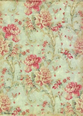 Reispapier für Decoupage, Sammelalbumblatt, Stamperia Blumenstruktur