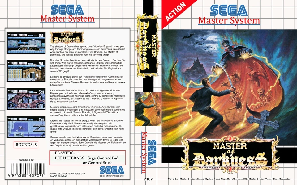 Master of Darkness Master System Box Art Case Insert Cover only - Image 1 of 1