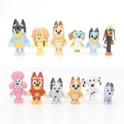 12 Piezas para Niños Fiesta de Cumpleaños Cartoon Bluey Mini Figuras Figuras Figuras de Acción Nuevo
